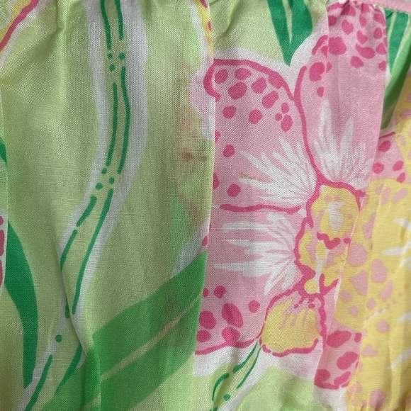 Lilly Pulitzer Dress Women's Size 8 US Green Pink Floral Silk Cotton Strapless‎ - Picture 10 of 10